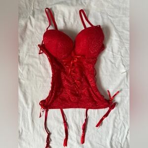 Elegant Red Lace Corset Lingerie